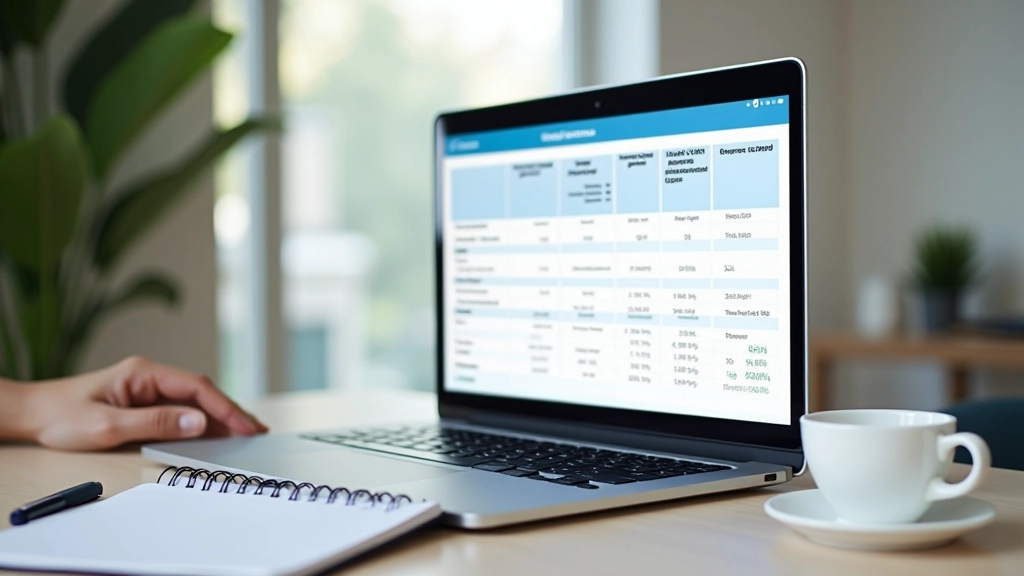 Comparison table showing different home loan options and interest rates displayed on laptop screen
