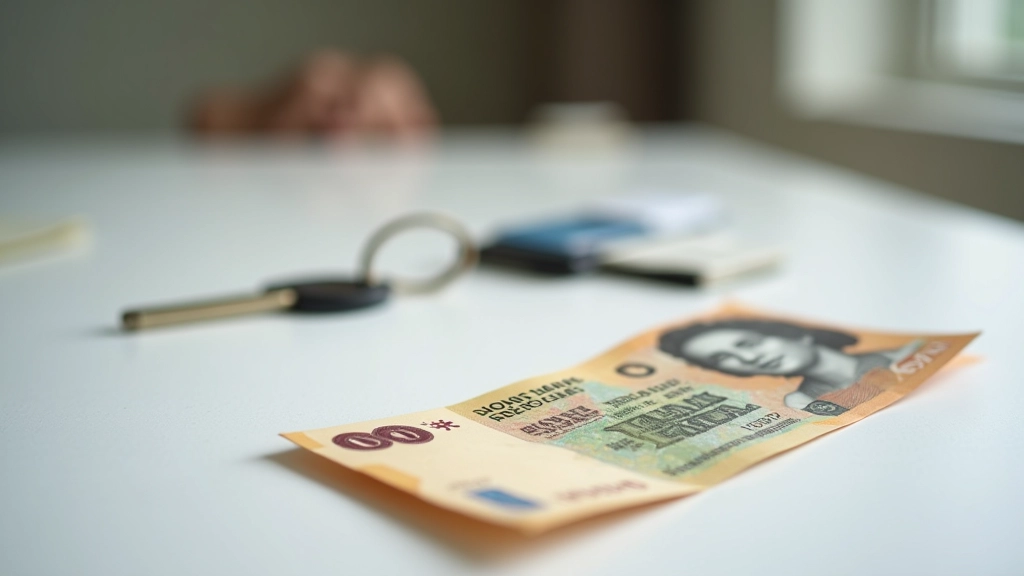 Malaysian ringgit banknotes arranged with property keys and mortgage documents symbolizing home purchase