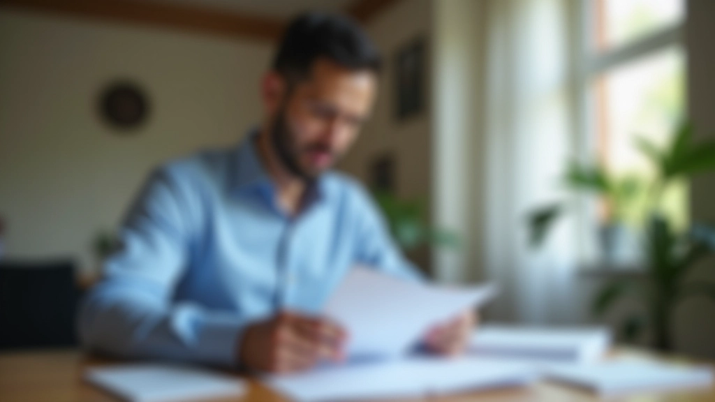 Person reviewing home loan documents and making financial decisions at desk
